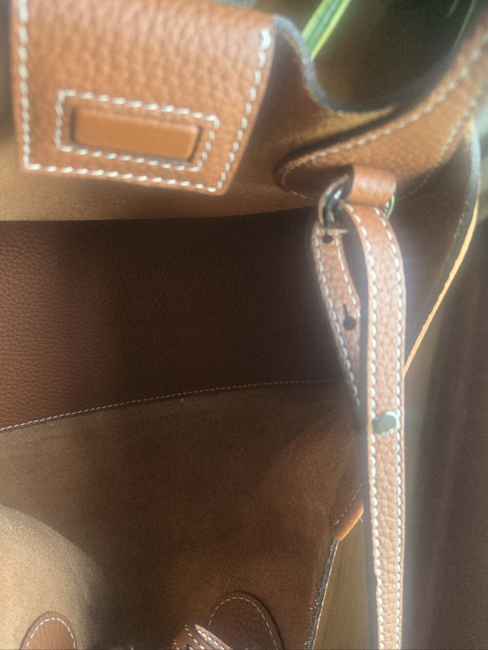 Everyday Pebbled Leather Tote in Cognac Brown - Picture 9 of 13